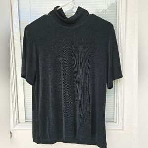 Chicos Black Turtleneck Short Sleeve Top